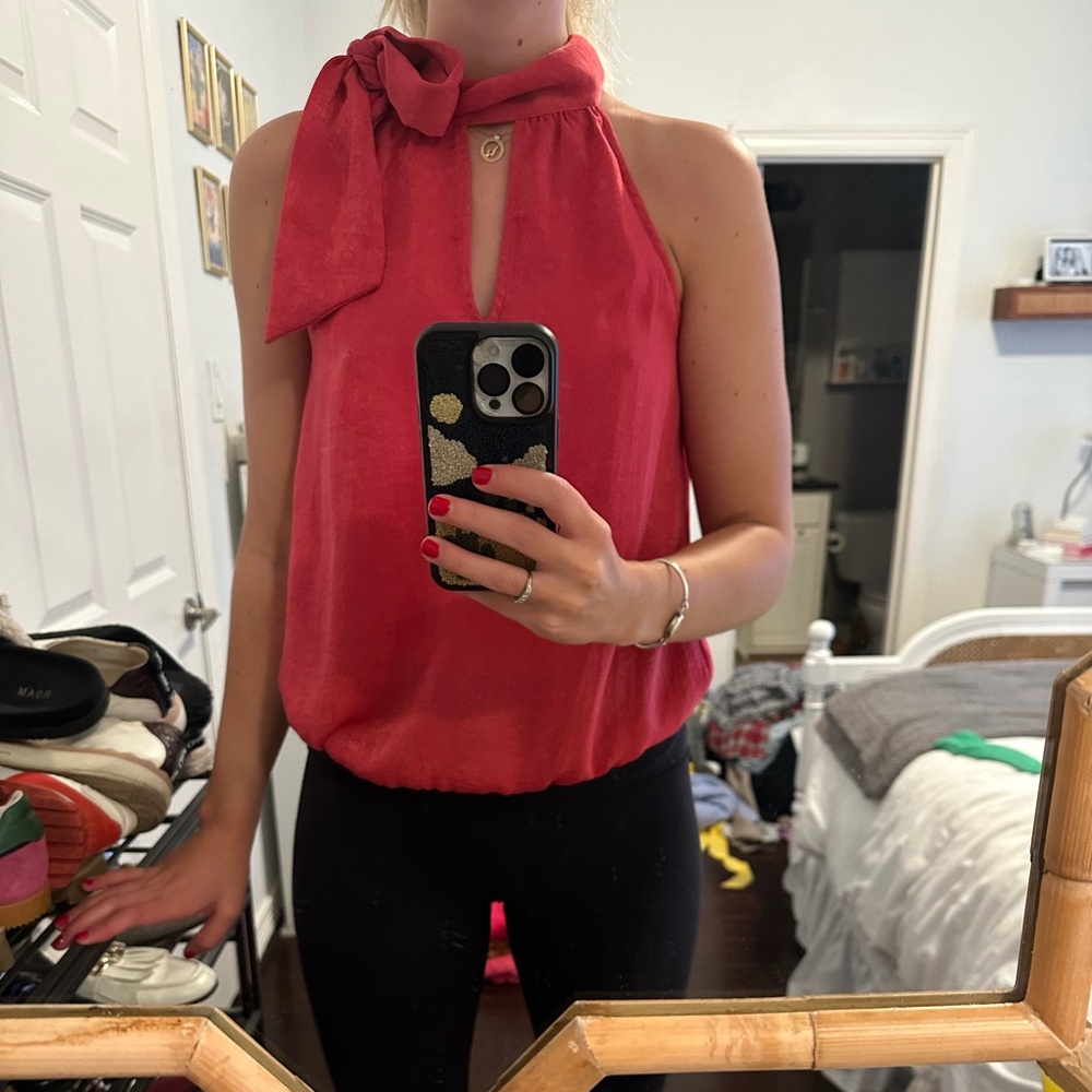 Pink Blouse with neck tie detail